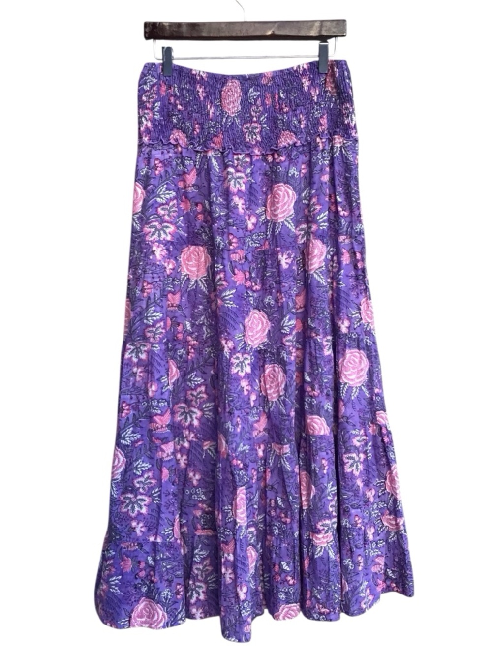 Madison Mathews Floral Tiered Smocked Maxi Skirt